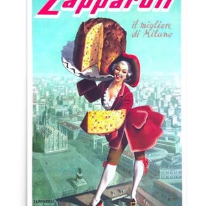 Italian Panettone Vintage Food Advert Poster, Restaurant Poster, Kitchen Print, Italy Food Retro Cake Print, Retro Wall Art Decor
