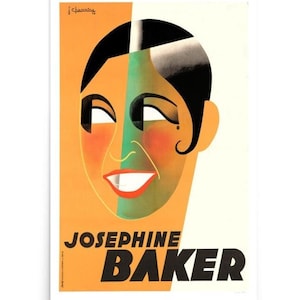 Poster di Josephine Baker, stampa di intrattenimento Art Déco vintage, poster teatrale, carta opaca, stampa per la casa, immagine