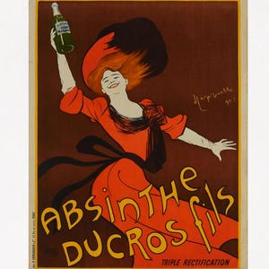 Absinthe Poster, Vintage Absinthe Ducros Fils Print on Matte Paper Or Rolled Canvas, Historic Food And Drink Ad, Kitchen, Bar, Restaurant