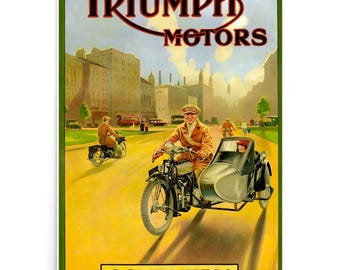 Póster vintage de Triumph Motors, impresión de motocicleta Triumph Coventry, impresión de póster vintage de antes de la guerra