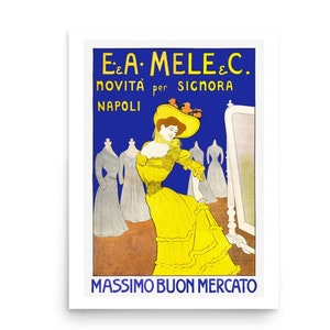 Poster pubblicitario italiano vintage, stampa pubblicitaria di moda Napoli, arte della parete di Napoli