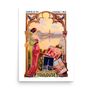 Toulouse Vintage Train Travel Poster Print, Vintage World Travel Poster, Train Spotter&#39;s Gift