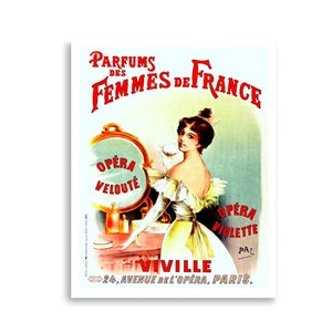 Cartel de perfume, Parfums Des Femmes De France, cartel publicitario de belleza vintage anuncio francés vintage, cartel art nouveau, baño, dormitorio