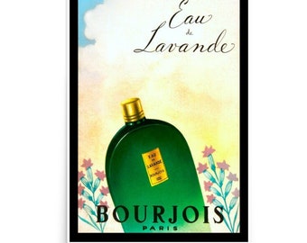 Poster di profumo, Eau de Lavande, profumo vintage, poster pubblicitario di bellezza, pubblicità francese vintage, poster per camera da letto e bagno