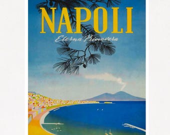 イタリア(ナポリ)のポスター 1960 年代 ヨーロッパ レトロ アート 装飾 ヴィンテージ ナポリ