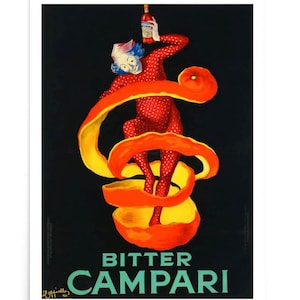 Póster de Campari amargo, impresión de comida y bebida, impresión de bar o restaurante, arte de cocina, publicidad de licor italiano