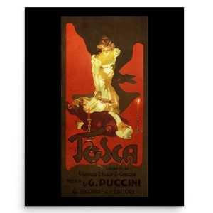 Tosca Poster,  Music By G. Puccini Vintage Entertainment Theatre Poster Matte Paper Home Decor Print Picture