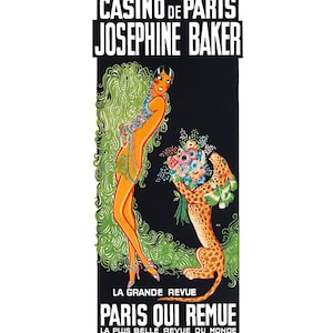 Josephine Baker Poster, Vintage Art Deco Entertainment Print, Casino Di Paris Theatre Poster