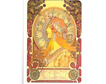 Vintage Alphonse Mucha Zodiac Print , Art Nouveau Poster Of The Zodiac,  Wall Art Decor, Astrology House Home Gift Idea