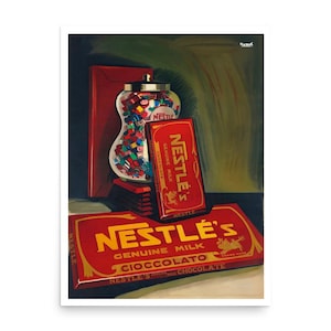 Schokolade Poster, Vintage Nestle Schokolade Druck, Vintage Essen und Trinken Werbung, Nestlés Schokolade Werbeposter