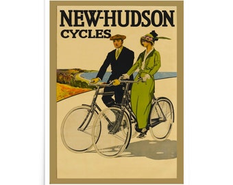 Vintage Bicycle Poster, New-Hudson Cycles Poster, Historic Advert, Transport Poster