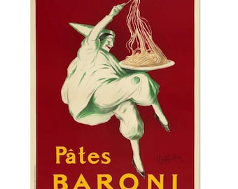 Pates Baroni Poster, Baroni Pasta Vintage Food & Drink Ad, Spaghetti Poster Retro Kitchen Gift  Poster Print, Matte Paper Or Rolled Canvas.