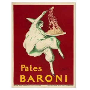 Poster Pates Baroni, pubblicità vintage di cibo e bevande Baroni Pasta, poster di spaghetti, poster regalo per cucina retrò, stampa su carta opaca o tela arrotolata.