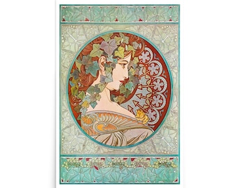 Vintage Alphonse Mucha Le Lierre Print , Art Nouveau Poster Of The Ivy, Wall Art Decor, House Home Gift Idea