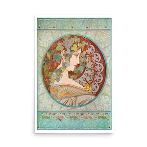 Vintage Alphonse Mucha Le Lierre Print , Art Nouveau Poster Of The Ivy, Wall Art Decor, House Home Gift Idea