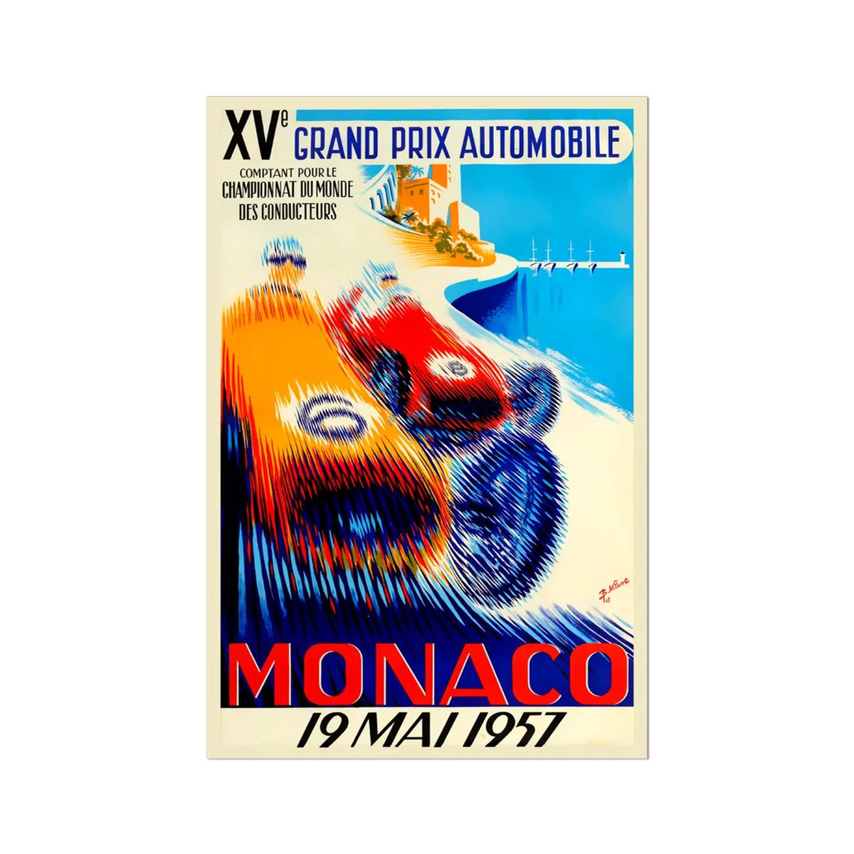 モナコ XVe グランプリ自動車 1957 ポスタープリント、Championnat Du