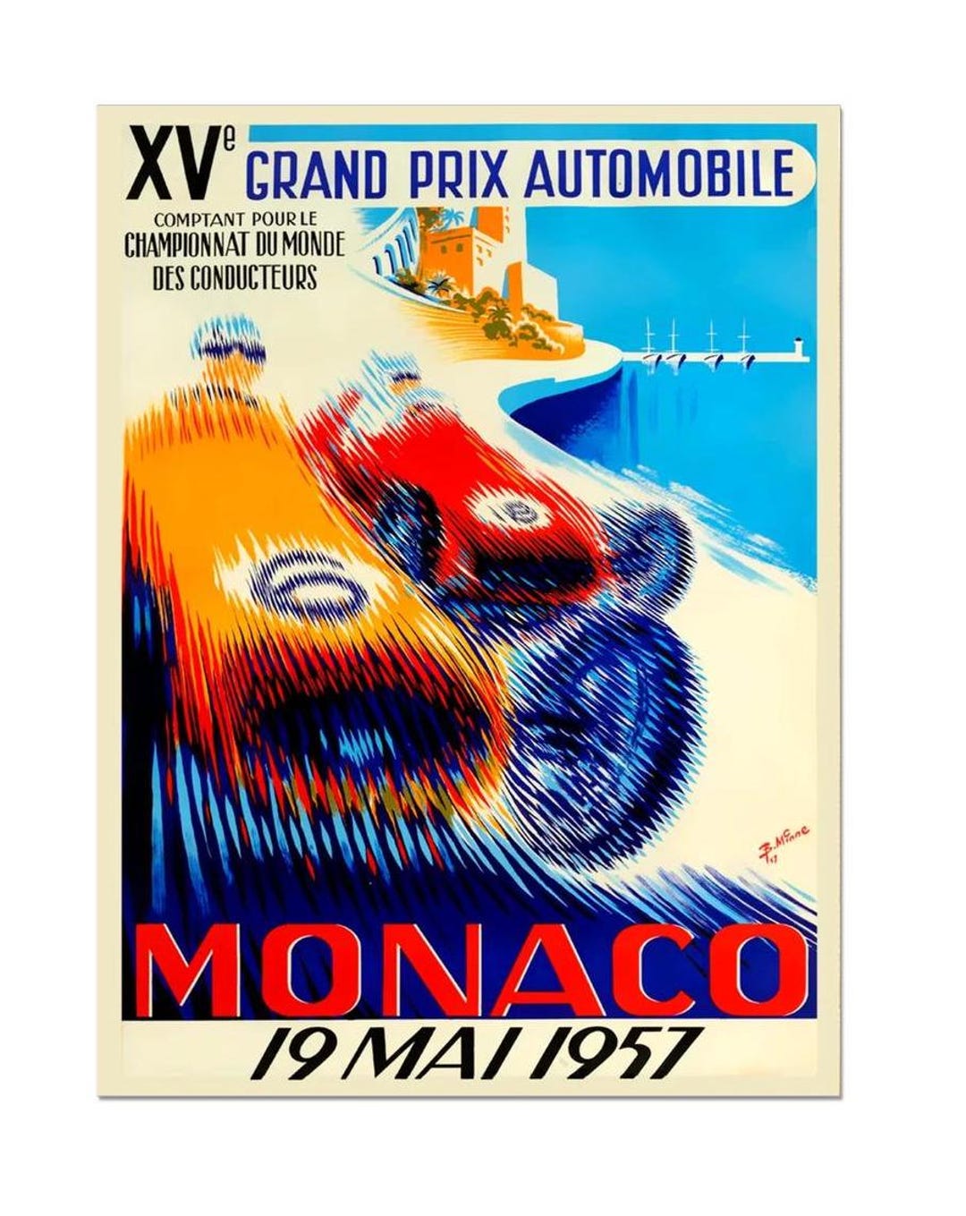 michaccoページ Monaco Xve Grand Prix Automobile 1957 Poster Print, Championnat Du