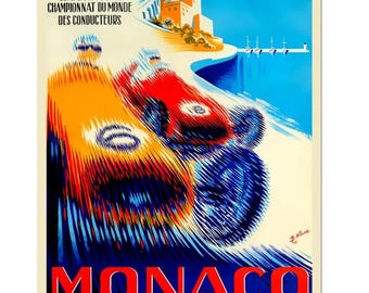モナコ XVe グランプリ自動車 1957 ポスタープリント、Championnat Du