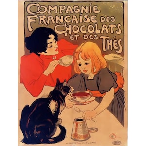Chocolats Poster, Vintage French Chocolate And Tea, Advertising Print 1899, Food Poster Ad Kitchen Bar Print On Matte Paper Or Rolled Canvas