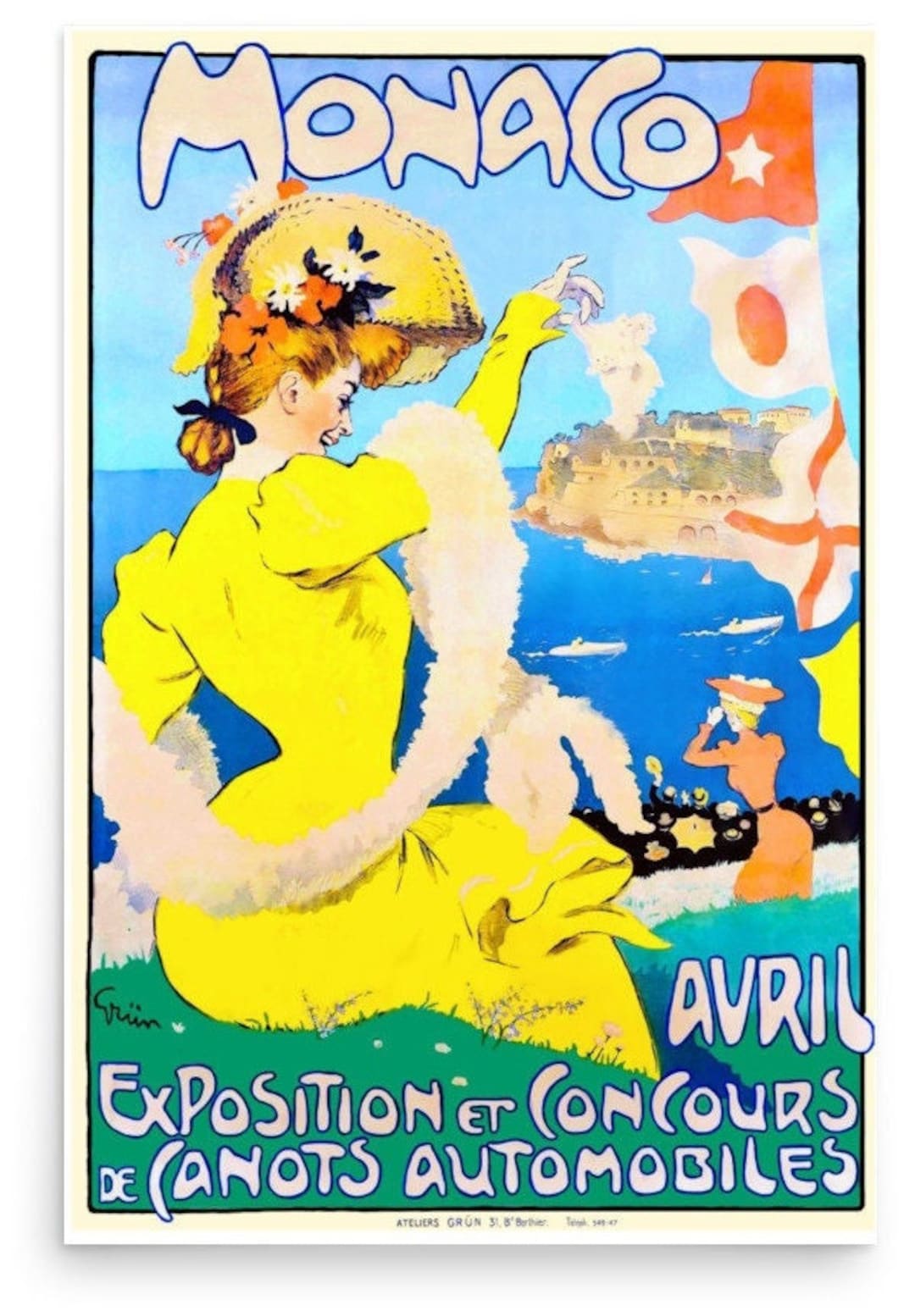 Vintage French Poster, Monaco, Avril, Exposition Et Concourse De
