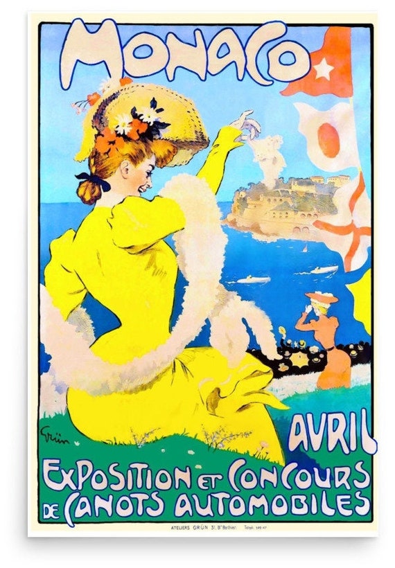 Vintage French Poster, Monaco, Avril, Exposition Et Concourse De