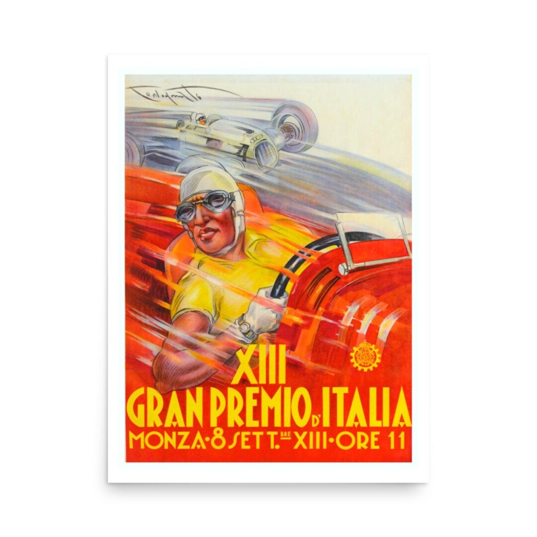 Vintage Grand Prix Poster, Racing Car Print, Vintage Italian Circuit ...