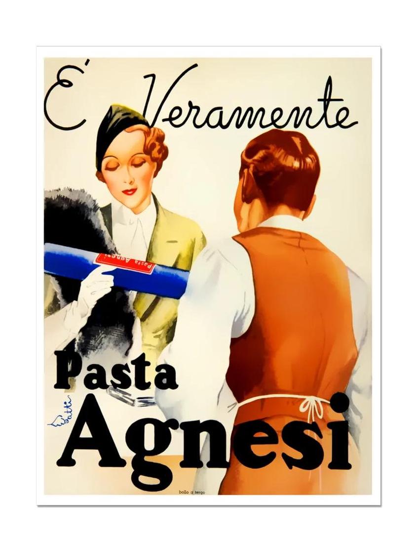 Pasta Agnesi Vintage Poster Print, Vintage Food & Drink Ad, Retro