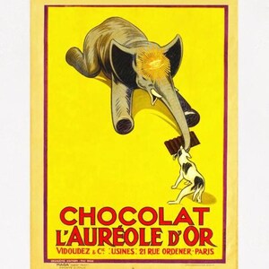 Afiche de chocolate, chocolate Suchard vintage, póster publicitario de Chocolat L'Aureole D'or Suchard, impresión de 1922, póster de comida, anuncio de barra de cocina