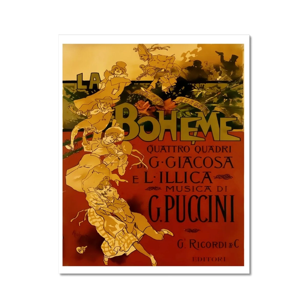 La Boheme, Vintage Puccini Italian Opera Advertising Poster Print