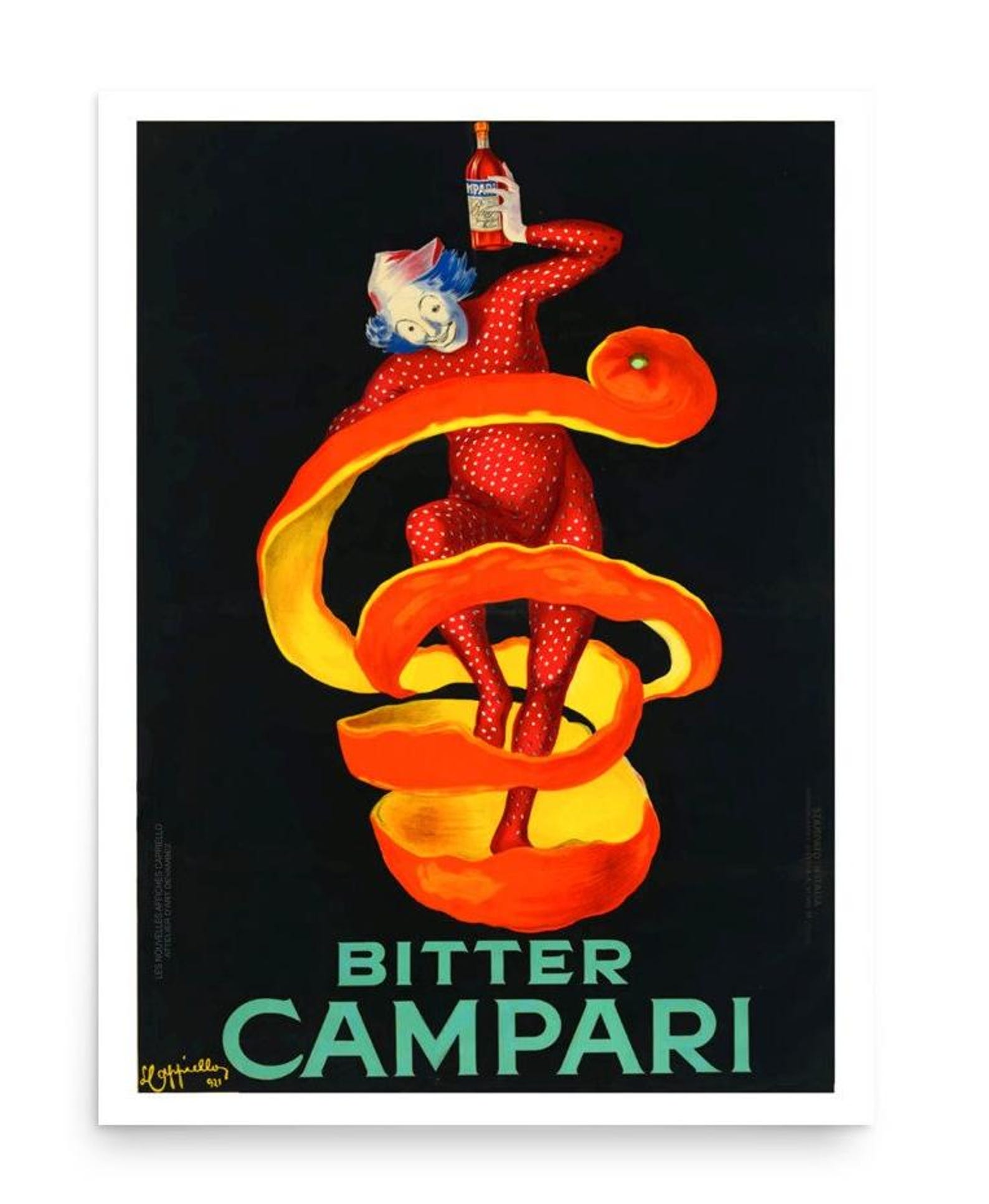 Poster Vintage Bitter Campari - Affiche Bar Italienne, 200g/m², Jaune, ShopArt