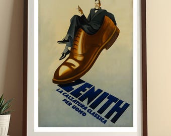 Vintage Italian Mens Shoes Poster Italy 1931 Marcello Dudovich Mens Footwear Advertisement Art Deco Period Italian Male Consumer Marketing
