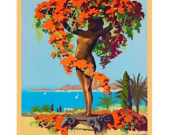 Die Cote D'Azur, Vintage Französisches Reiseplakat, Frankreich Weltreise-Druck Südfrankreich, Französische Riviera auf Mattpapier oder gerollter Leinwand