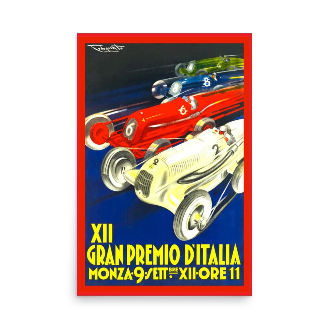 Italian Motor Racing Poster, Italian Grand Prix, Monza Racing Cars ...