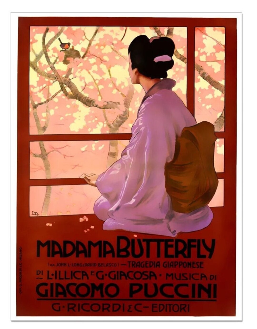 Italian Opera Poster Madama Butterfly, Vintage Puccini Italian Opera Advertising Poster ...