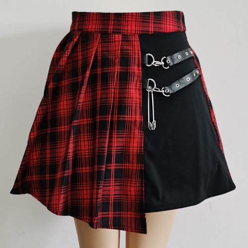 High Waist Pleated Mini Skirt Y2k Gothic Skirt Punk Mini Goth Etsy