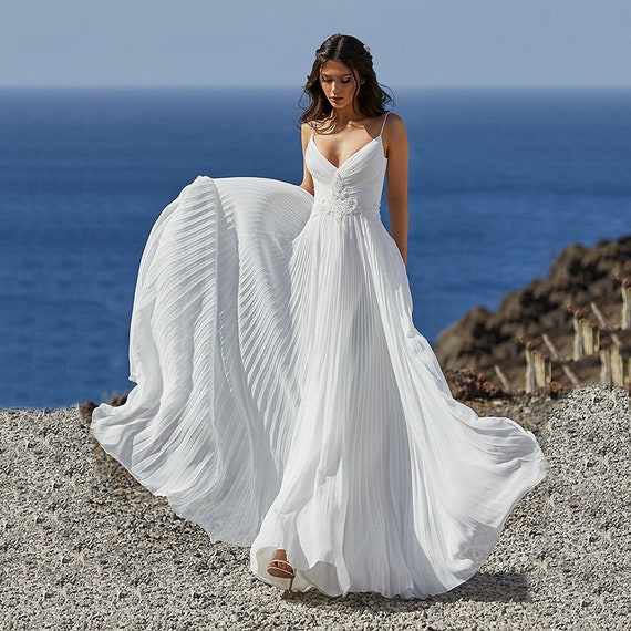 Plus Size Beach Wedding Dress White Maxi Lace - Etsy