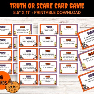 Halloween Truth or Scare, Truth or Dare Halloween Game, Halloween Printable Games for Kids, Teen Halloween Game, Halloween Game for Tweens