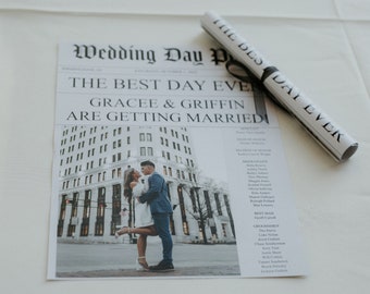 Printed WEDDING NEWSPAPER PROGRAM - customizable - printed and shipped to you - unique wedding program