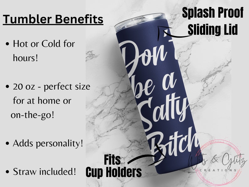 Home Gifts Pastel The Salty Bitch Wine Cup Tumbler