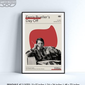 Ferris Bueller&#39;s Day Off | Minimalist Movie Poster | Modern Digital Download | Art Print