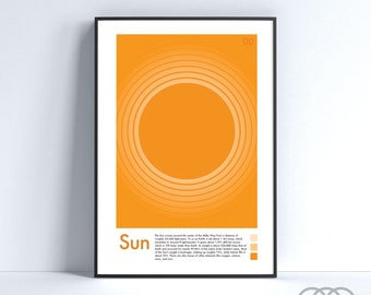 Minimalist Sun Art Print: Modern Bauhaus Space Poster (Digital Download)