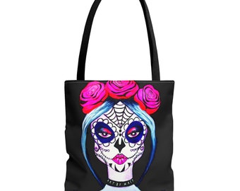 Pink Sugar Skull Calavera Queen Tote- Dia de Los Muertos- Day of the Dead