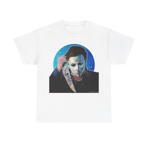 Art By Macy- Stabby Michael Meyers fanart- Halloween- uniseks- T-shirt- origineel kunstwerk- veelkleurig- katoen- nieuw- tot 5 x