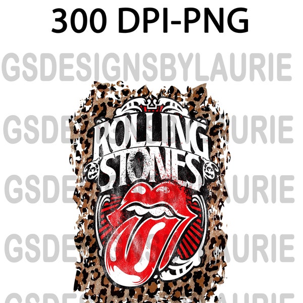 Rolling stones lips tongue, Rolling Stones cover PNG, Leopard rolling stones, Sublimation, rock band PNG