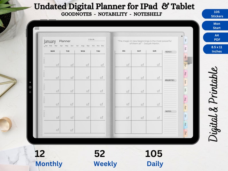 Canva Planner Template, Canva DIGITAL Planner TEMPLATE, Digital Planner