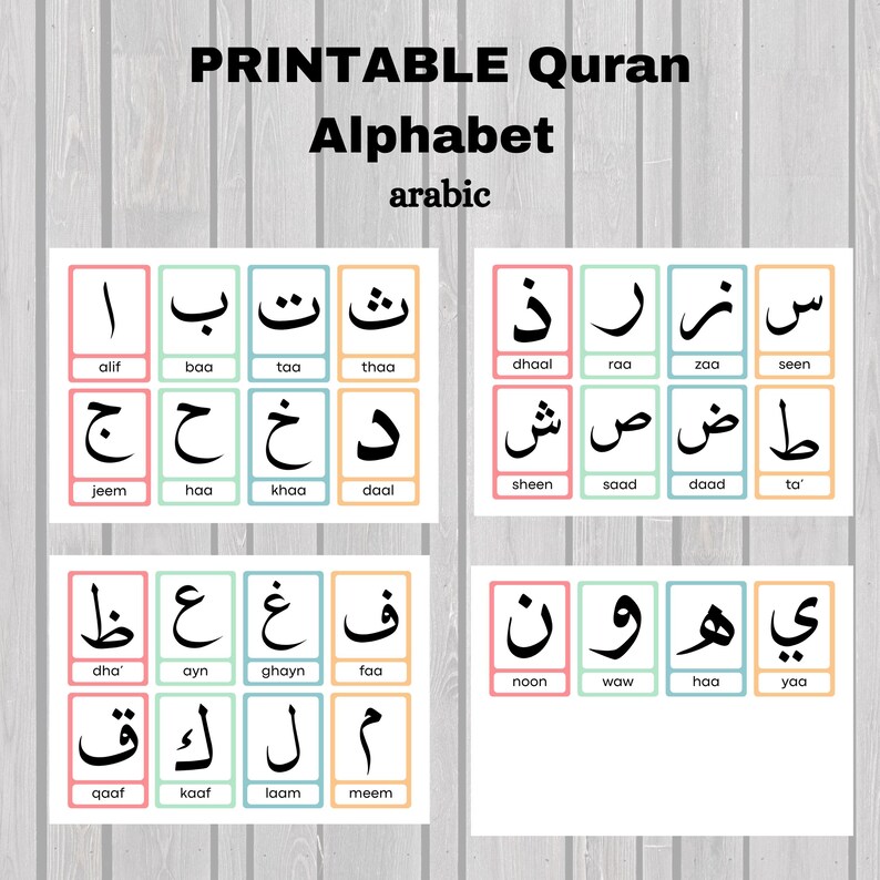 Printable Quran Alphabets Arabic Alphabets Etsy