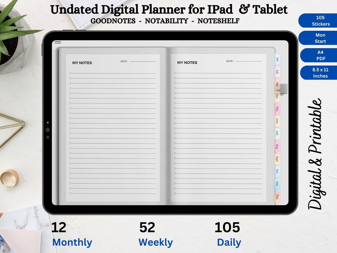 Canva Planner Template, Canva DIGITAL Planner TEMPLATE, Digital Planner