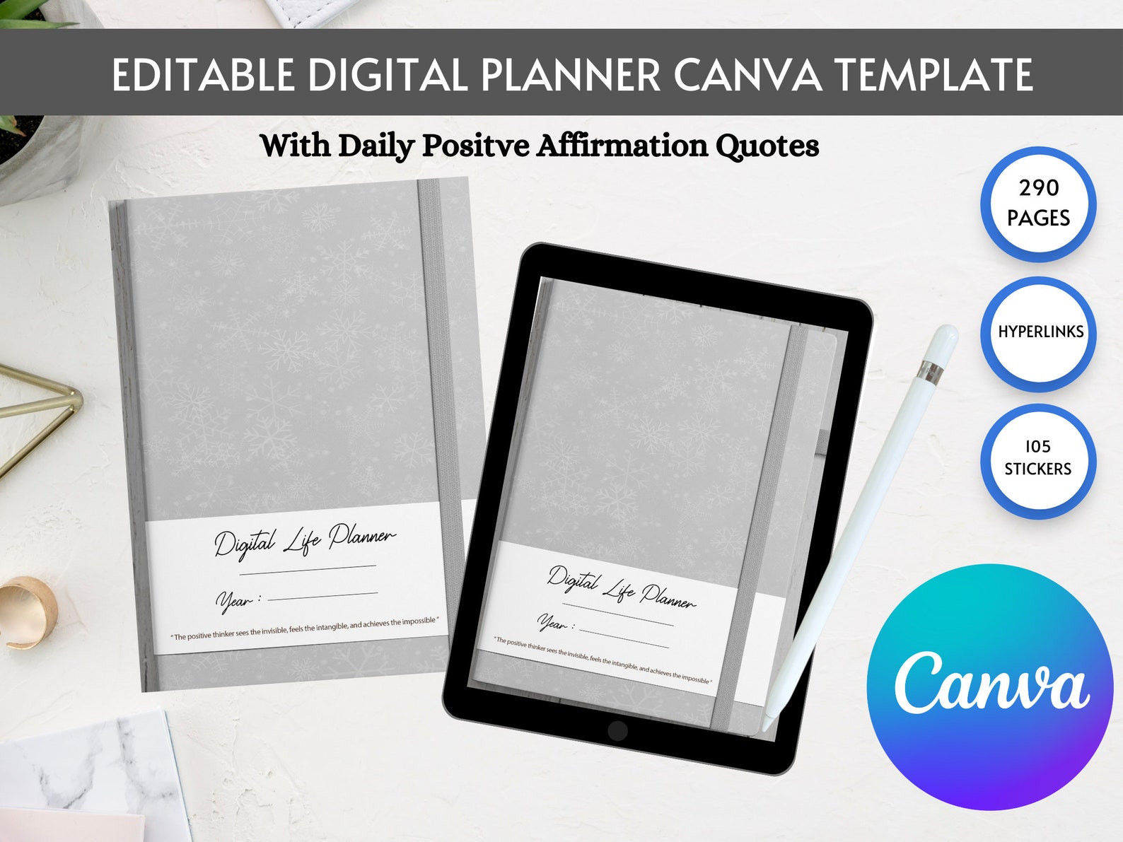 Canva Planner Template, Canva DIGITAL Planner TEMPLATE, Digital Planner