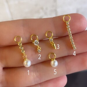 Earring Charm Accessories Earring Tennis Charm Pearl Spike Earring Charm 925 Solid Sterling Silver Gold Plated Dainty Hoop Charm Accesories