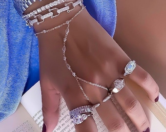 Cz Stone Handchain 925 Solid Sterling silver Bohem Handchain Jewelry For Girl Dainty Hand Chain Cubic Zirconia Gemstone drop stone